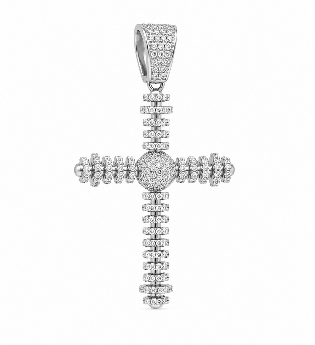 1.60 DEW Moissanite Cross Pendant in 925 Platinum Plated