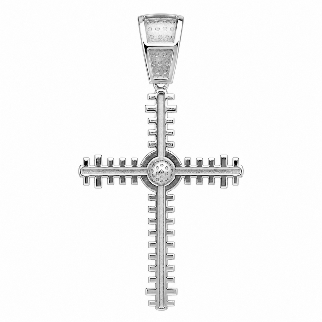 1.60 DEW Moissanite Cross Pendant in 925 Platinum Plated