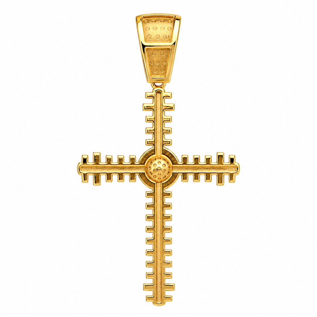 1.60 DEW Moissanite Cross Pendant in 925 Yellow Gold Plated