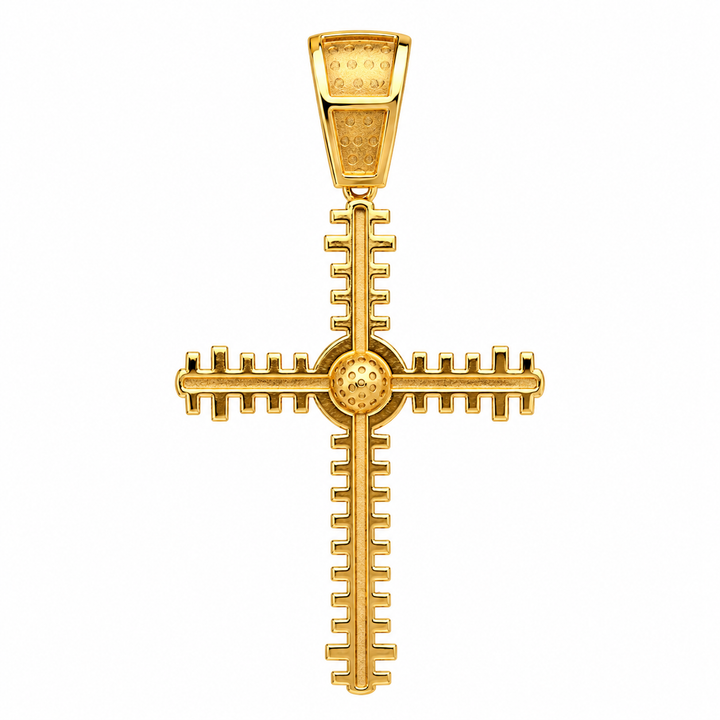 1.60 DEW Moissanite Cross Pendant in 925 Yellow Gold Plated