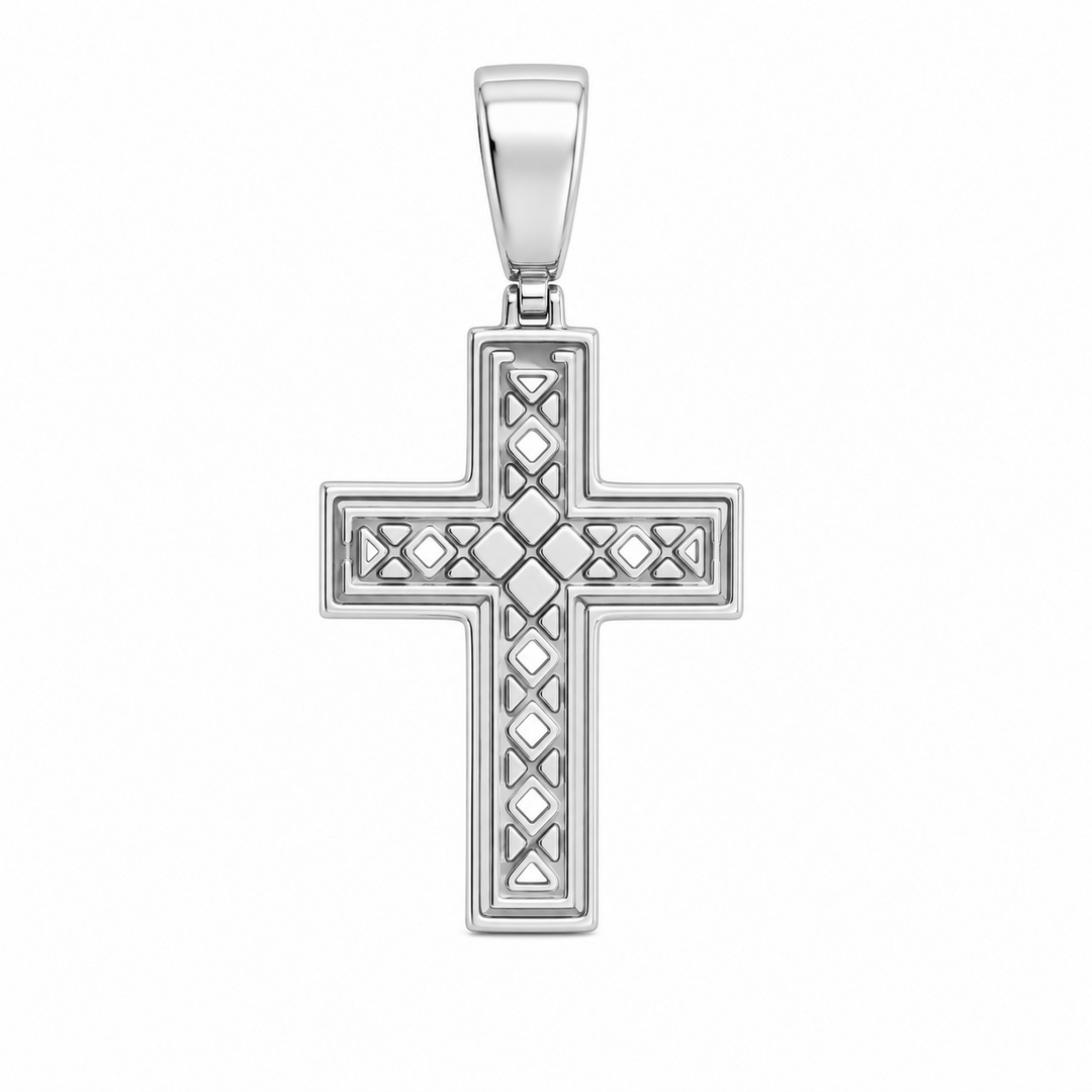 6.80 DEW Moissanite Cross Pendant in 925 Platinum Plated