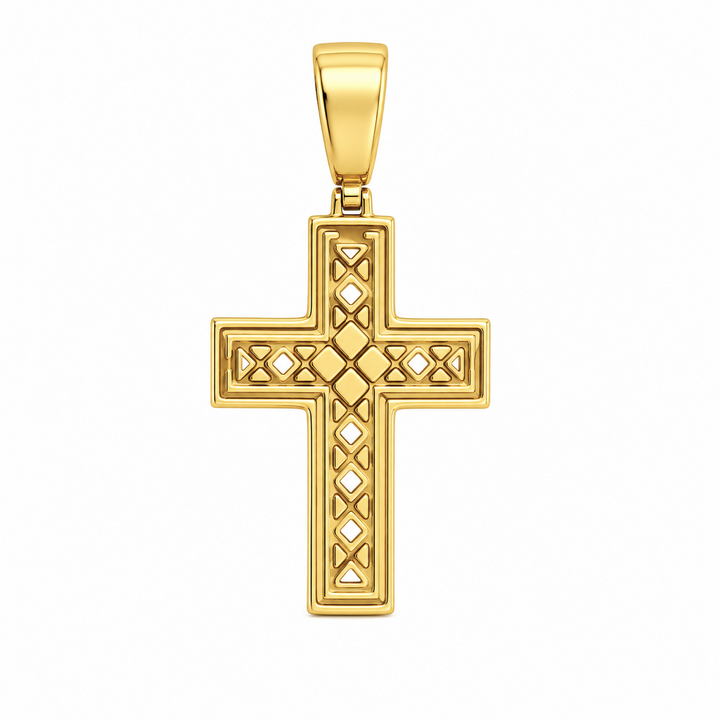 6.80 DEW Moissanite Cross Pendant in 925 Yellow Gold Plated