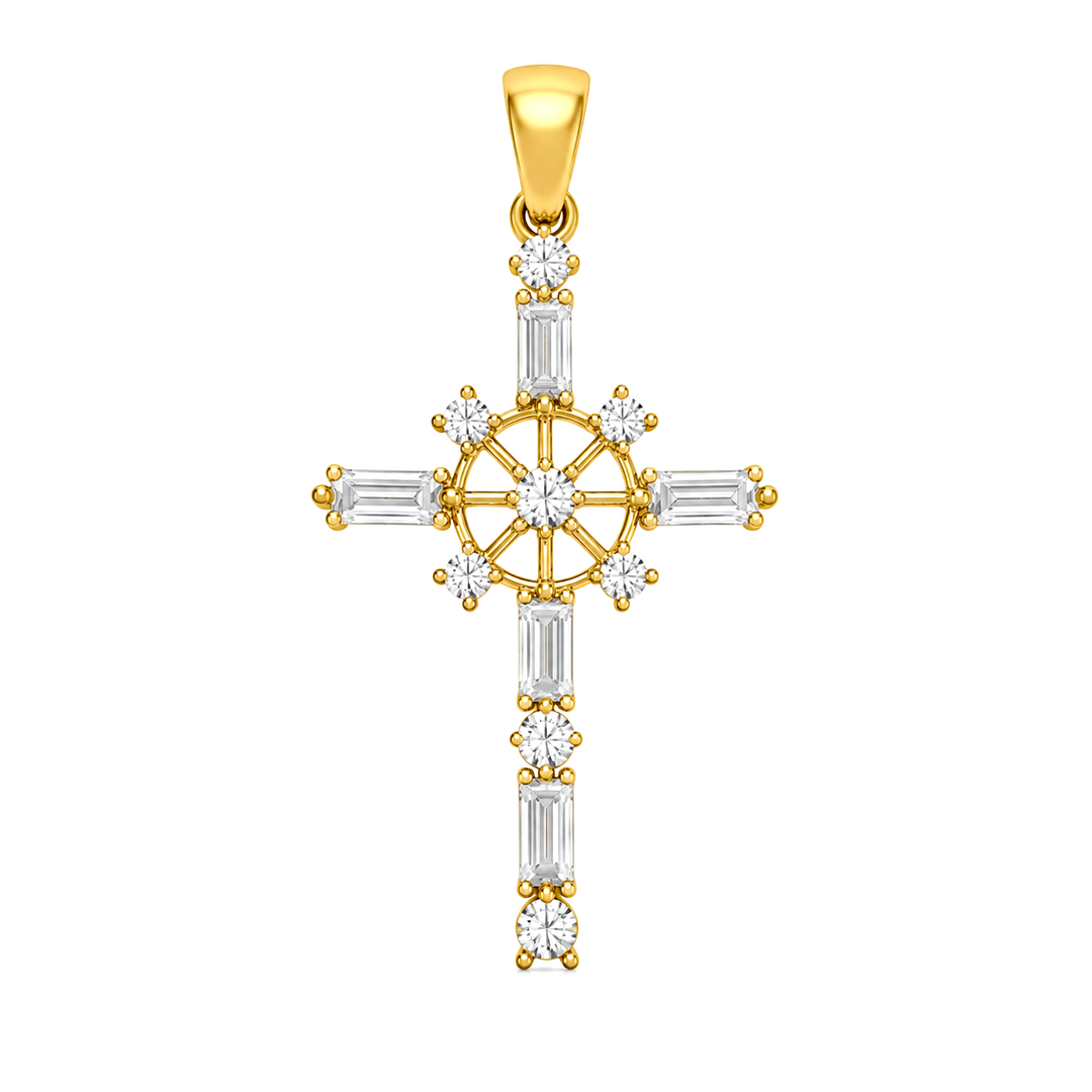 1.20 DEW Moissanite Pendant in 925 Yellow Gold Plated