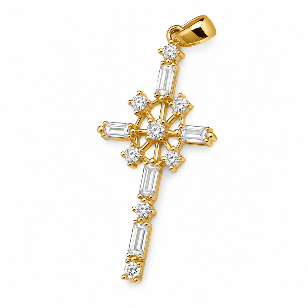 1.20 DEW Moissanite Pendant in 925 Yellow Gold Plated