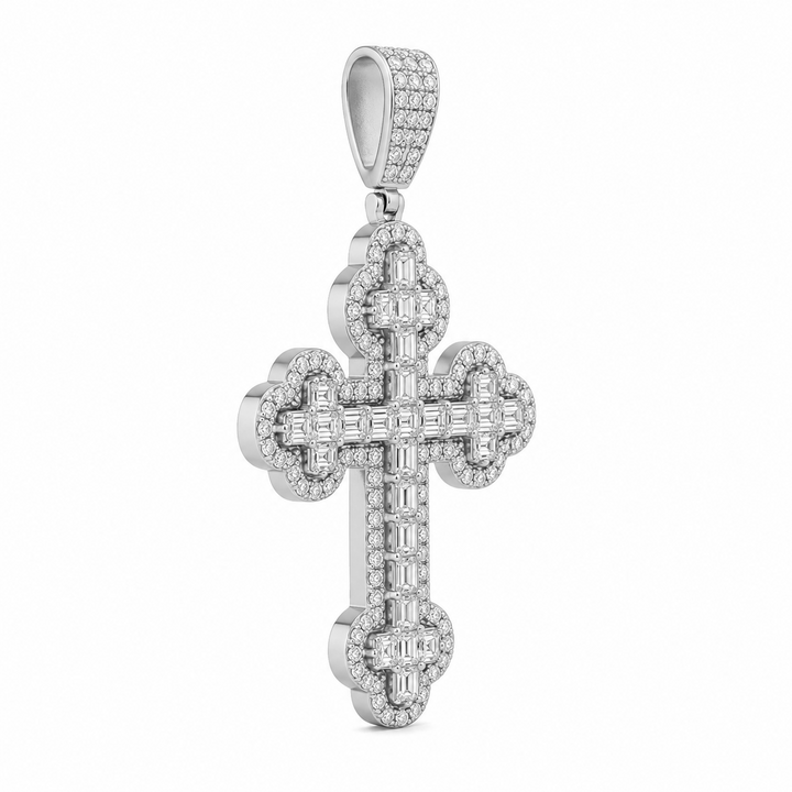 4.70 DEW Moissanite Cross Pendant in 925 Platinum Plated