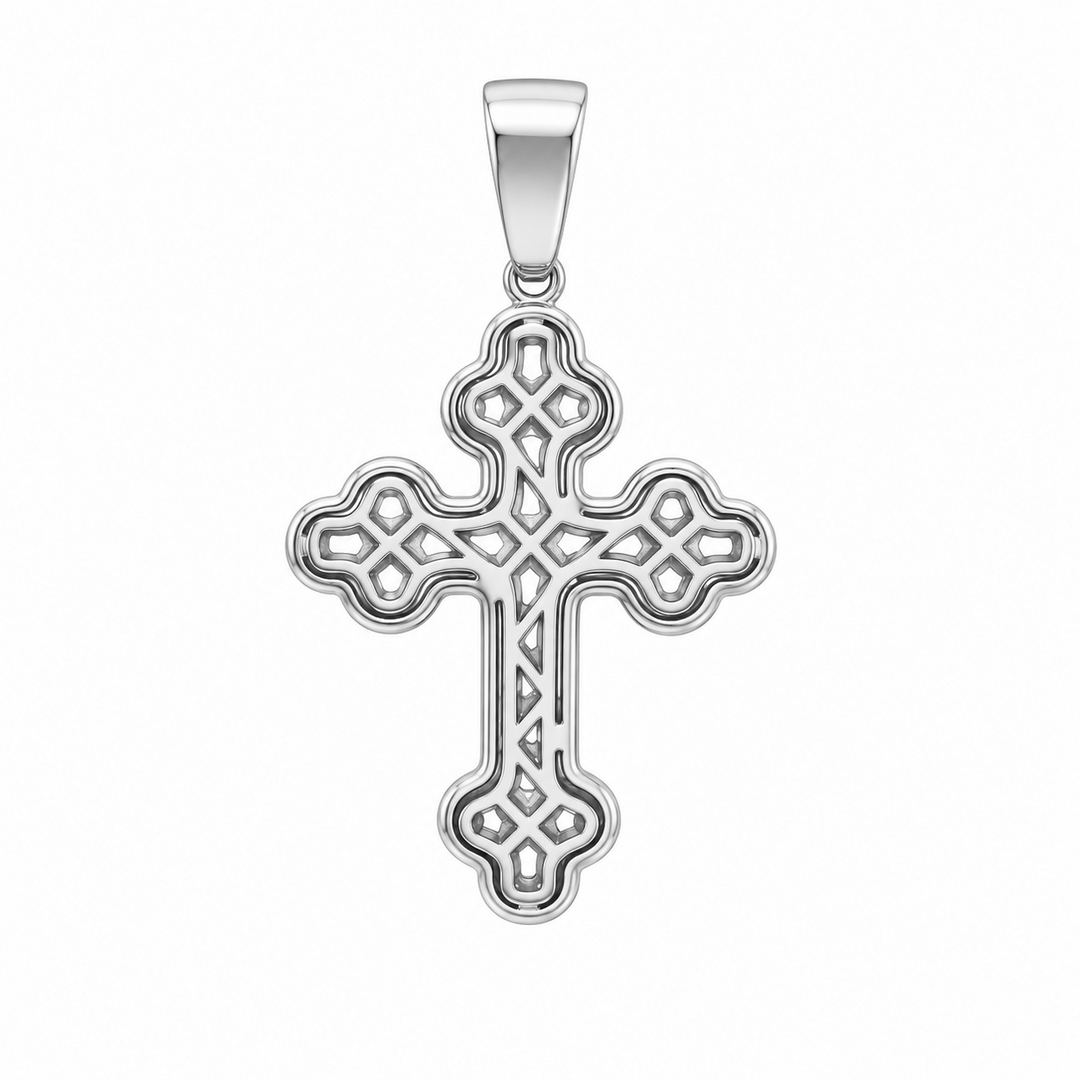 4.70 DEW Moissanite Cross Pendant in 925 Platinum Plated