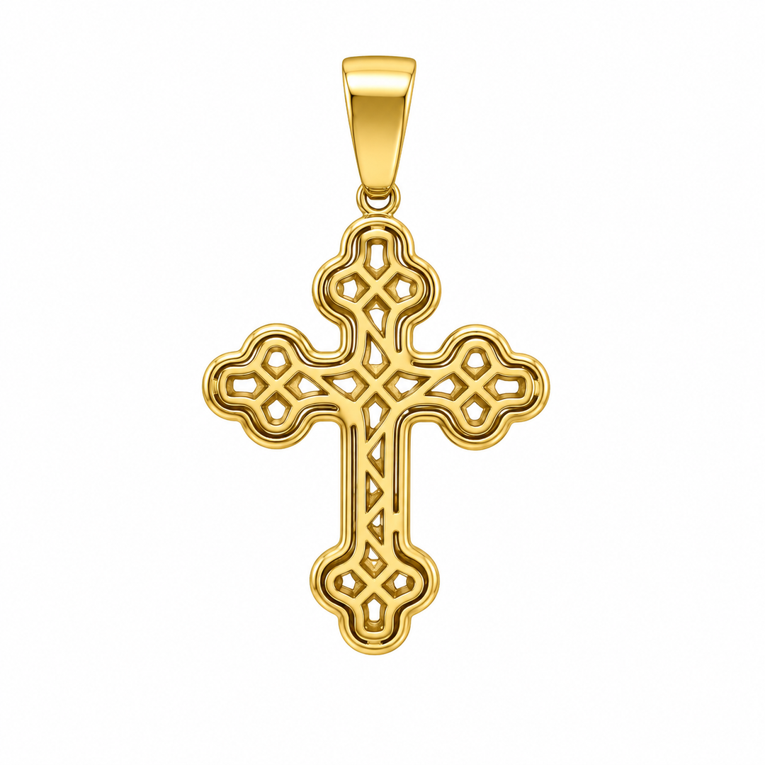 4.70 DEW Moissanite Cross Pendant in 925 Yellow Gold Plated