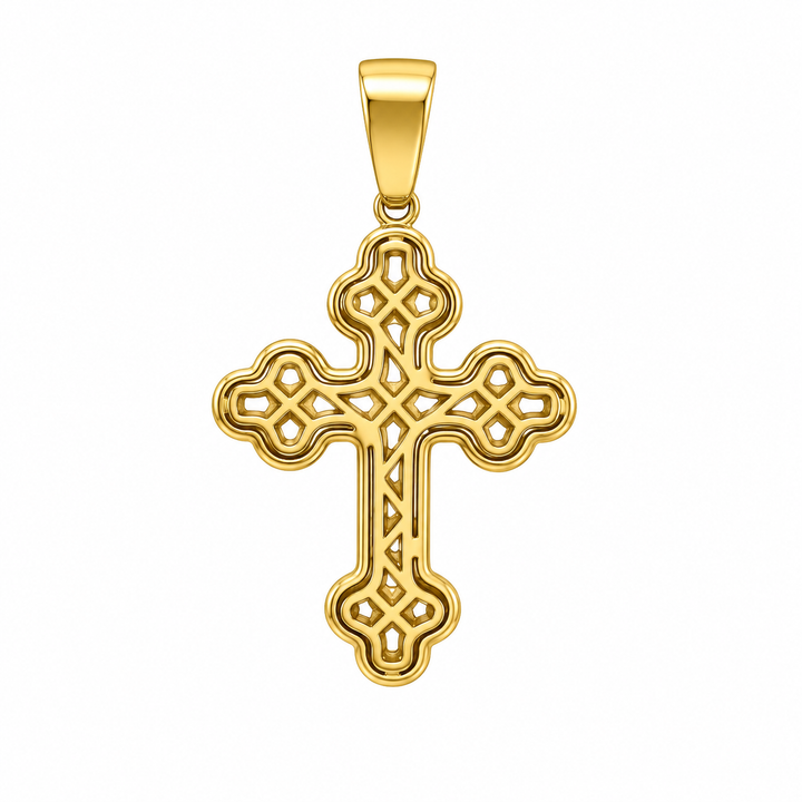 4.70 DEW Moissanite Cross Pendant in 925 Yellow Gold Plated