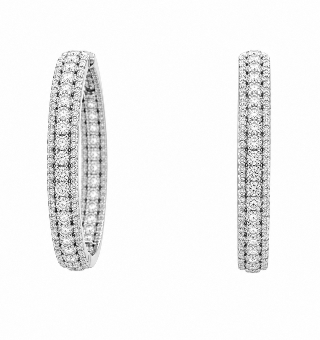 7.30 DEW Moissanite Hoop Earring in 925 Platinum Plated