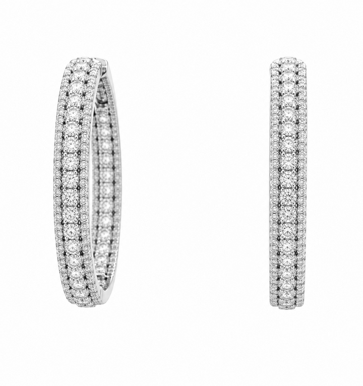 7.30 DEW Moissanite Hoop Earring in 925 Platinum Plated