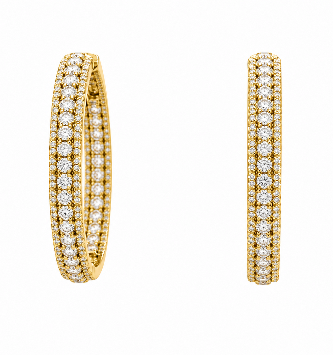 7.30 DEW Moissanite Hoop Earring in 925 Yellow Gold Plated