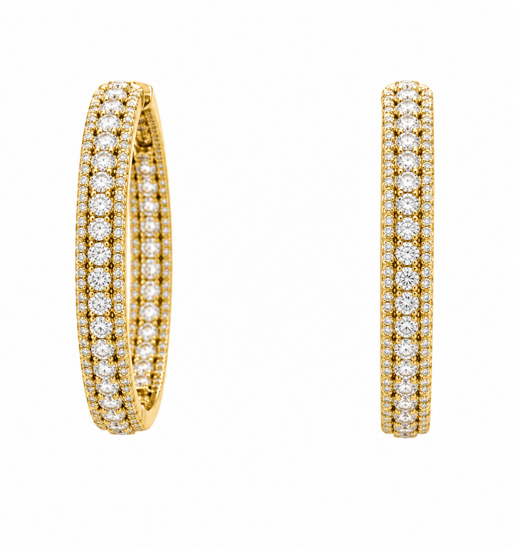 7.30 DEW Moissanite Hoop Earring in 925 Yellow Gold Plated