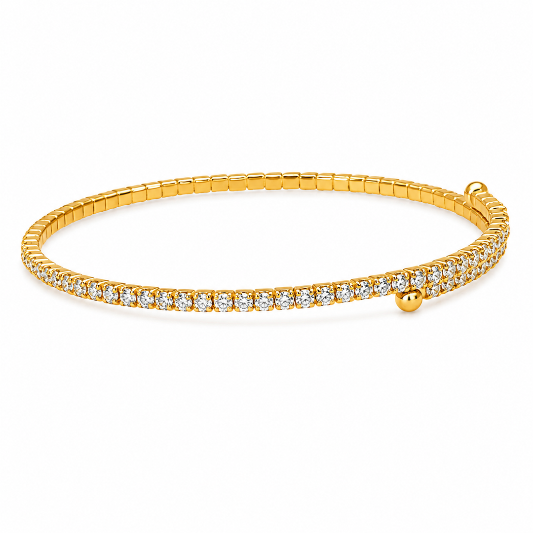 4.00 DEW Moissanite Flex Bangle in 925 Yellow Gold Plated
