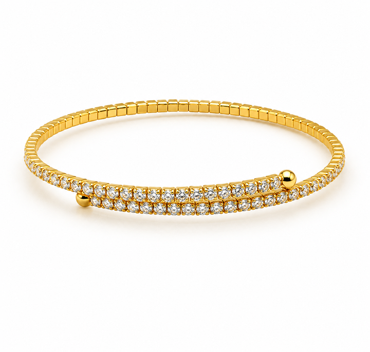 4.00 DEW Moissanite Flex Bangle in 925 Yellow Gold Plated