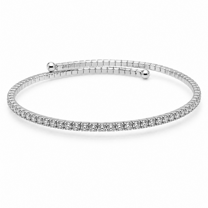 4.00 DEW Moissanite Flex Bangle in 925 Platinum Plated