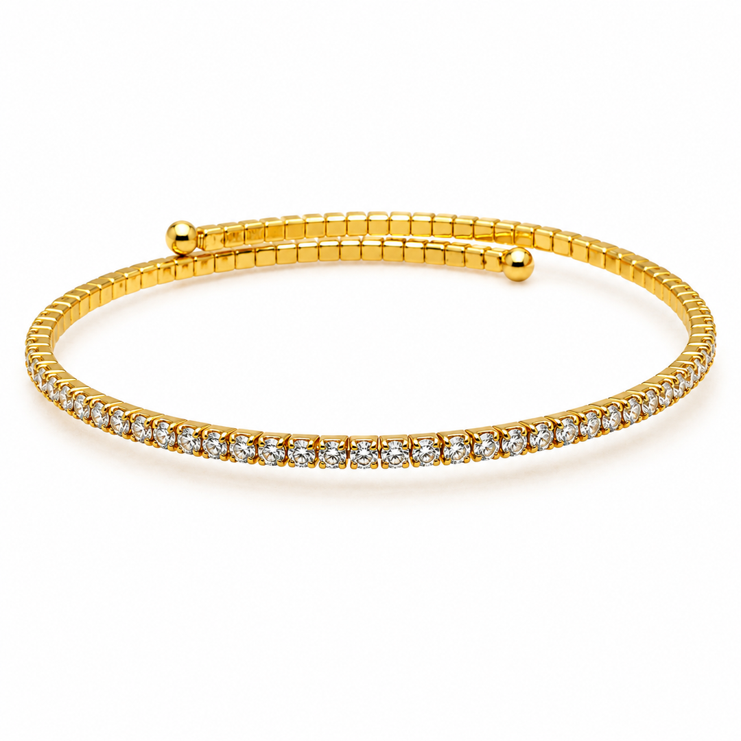 4.00 DEW Moissanite Flex Bangle in 925 Yellow Gold Plated