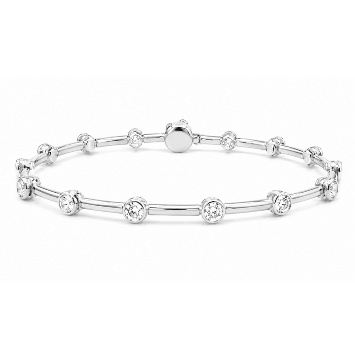 4.50 DEW Moissanite Flex Bangle in 925 Platinum Plated