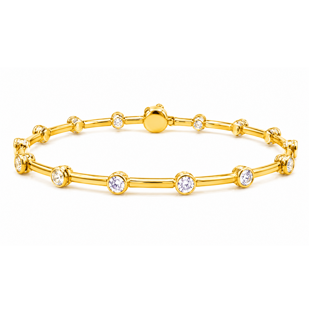 4.50 DEW Moissanite Flex Bangle in 925 Yellow Gold Plated