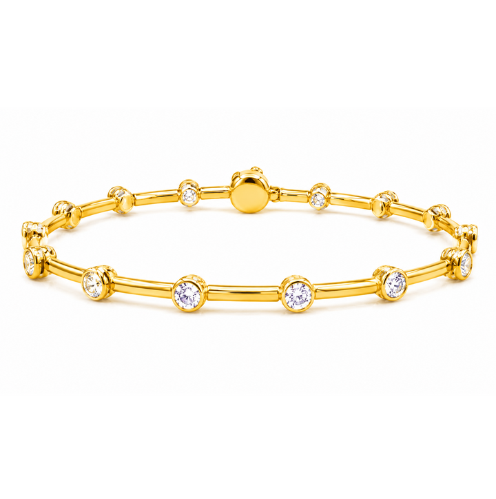 4.50 DEW Moissanite Flex Bangle in 925 Yellow Gold Plated