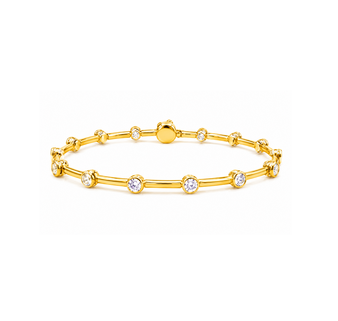 1.50 DEW Moissanite Flex Bangle in 925 Yellow Gold Plated