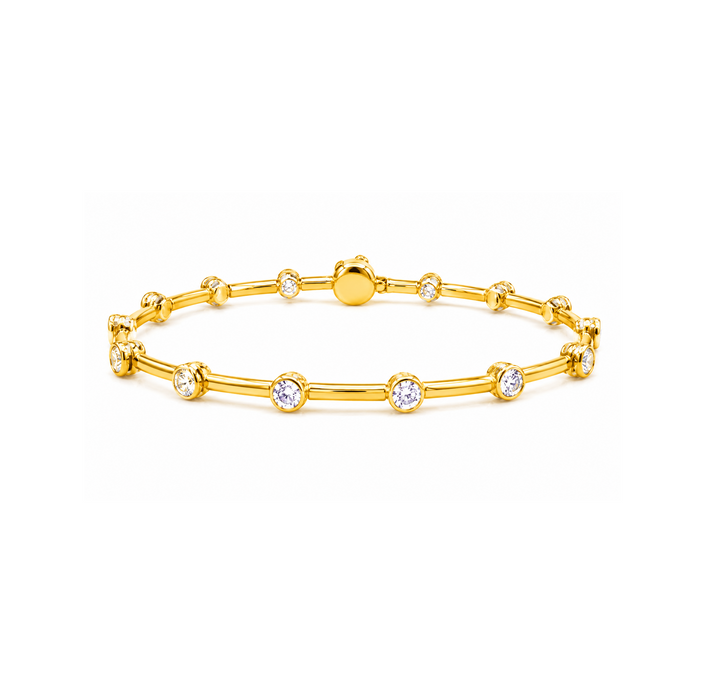 1.50 DEW Moissanite Flex Bangle in 925 Yellow Gold Plated