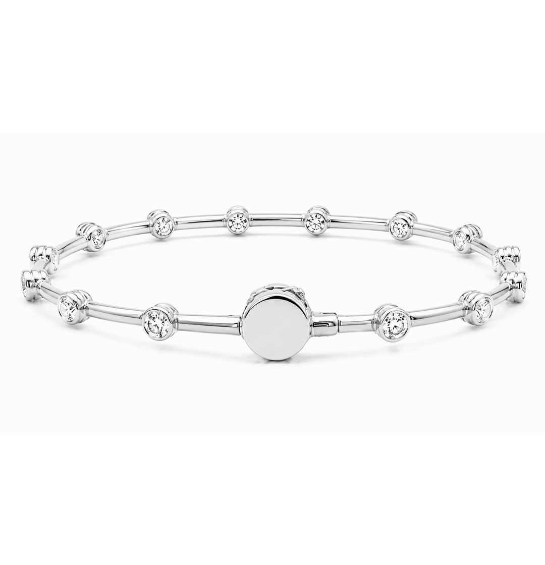 4.50 DEW Moissanite Flex Bangle in 925 Platinum Plated