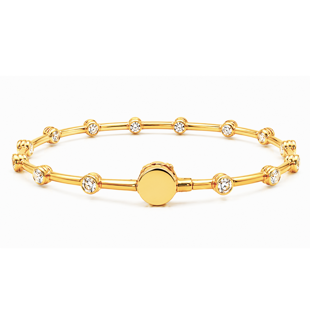 4.50 DEW Moissanite Flex Bangle in 925 Yellow Gold Plated