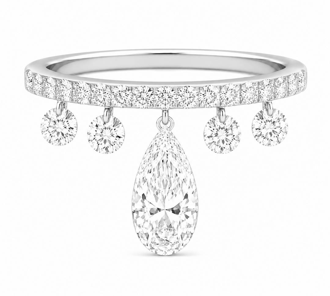 2.27 DEW Moissanite Ring in 925 Platinum Plated
