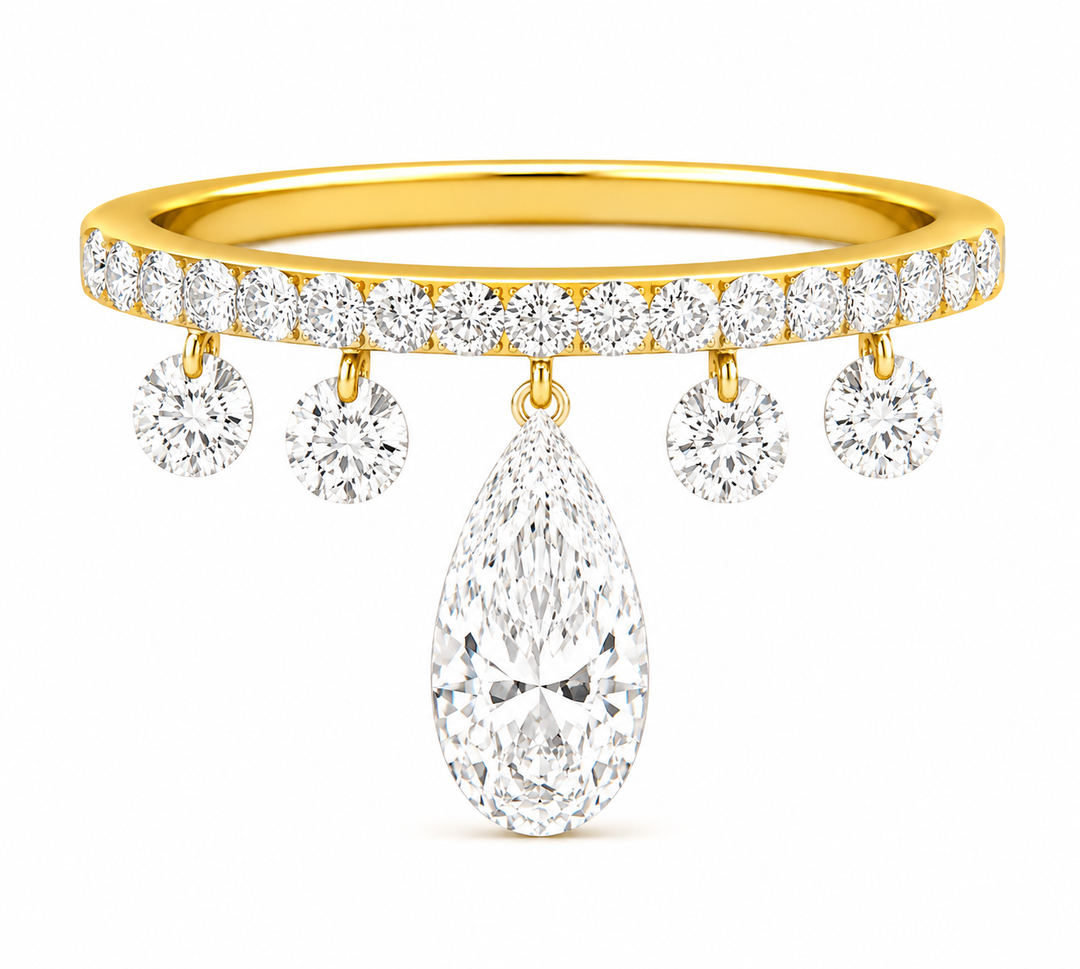 2.27 DEW Moissanite Ring in 925 Yellow Gold Plated