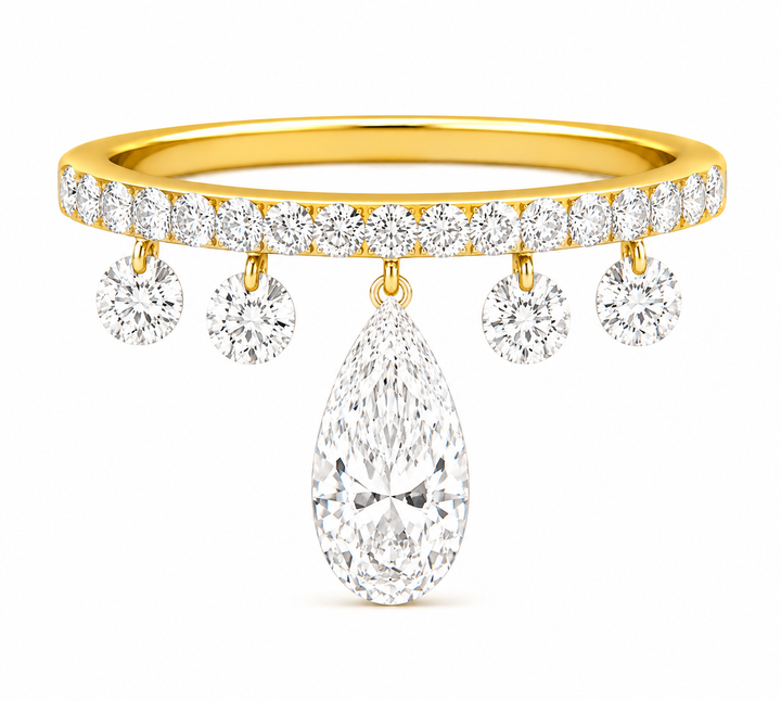 2.27 DEW Moissanite Ring in 925 Yellow Gold Plated