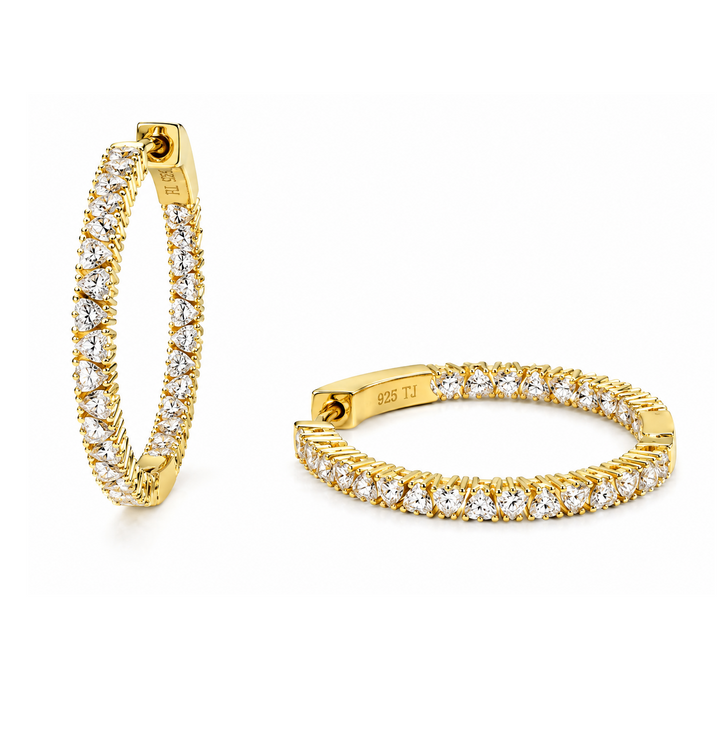 2.30 DEW Moissanite Earring in 925 Yellow Gold Plated