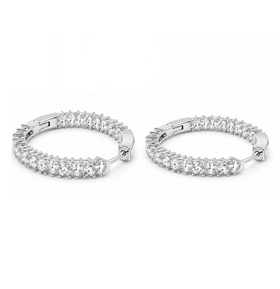 4.90 Ctw Lab Grown Diamond Hoop Earring in 925 Platinum Plated
