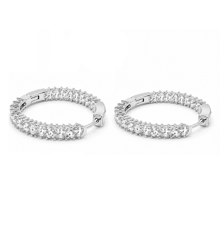 4.90 Ctw Lab Grown Diamond Hoop Earring in 925 Platinum Plated