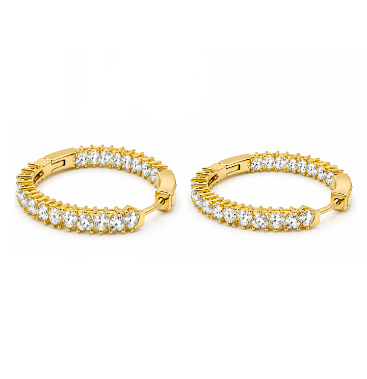 4.90 Ctw Lab Grown Diamond Hoop Earring in 925 Yellow Gold Plated