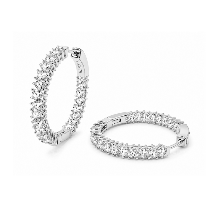4.90 Ctw Lab Grown Diamond Hoop Earring in 925 Platinum Plated