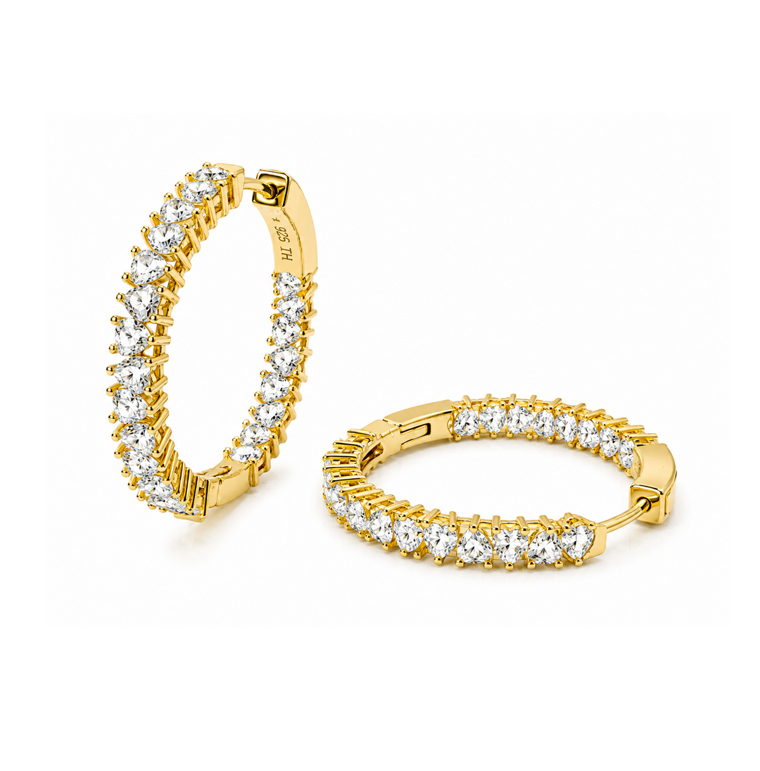 4.90 Ctw Lab Grown Diamond Hoop Earring in 925 Yellow Gold Plated