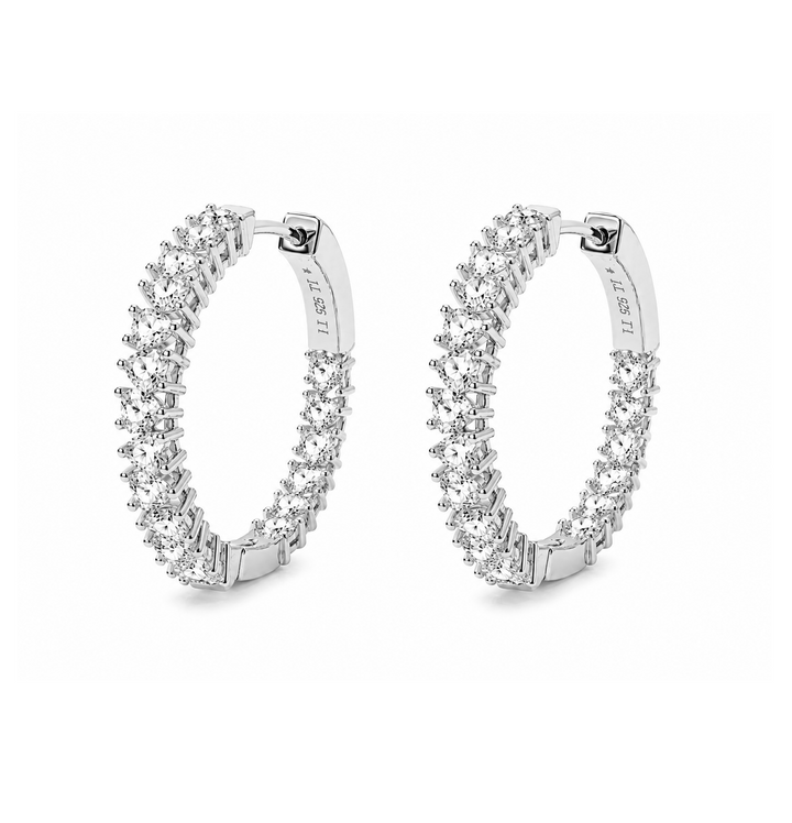 4.90 Ctw Lab Grown Diamond Hoop Earring in 925 Platinum Plated