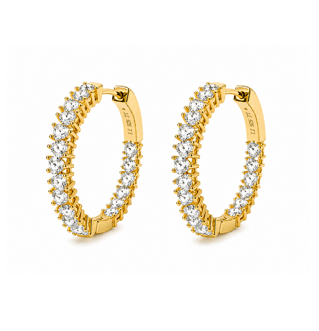 4.90 Ctw Lab Grown Diamond Hoop Earring in 925 Yellow Gold Plated