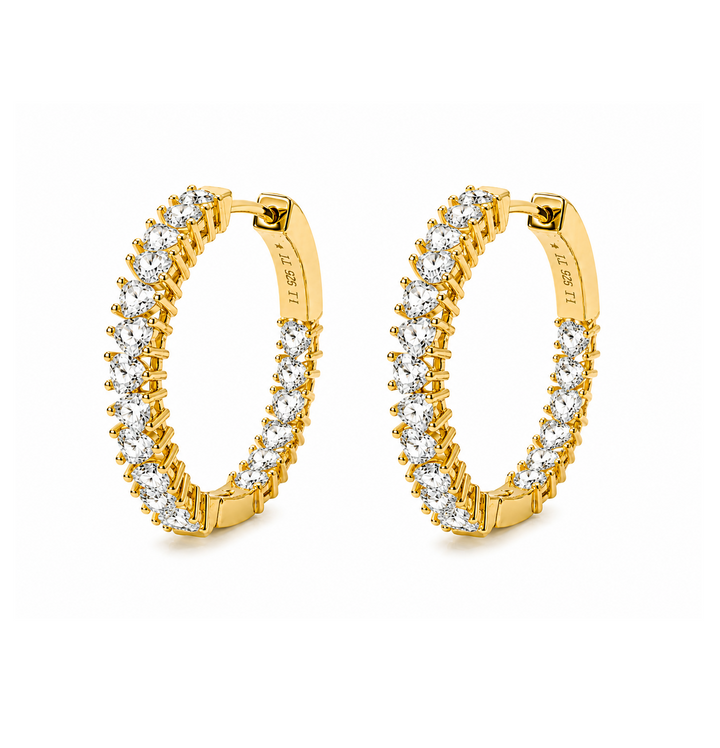 4.90 Ctw Lab Grown Diamond Hoop Earring in 925 Yellow Gold Plated
