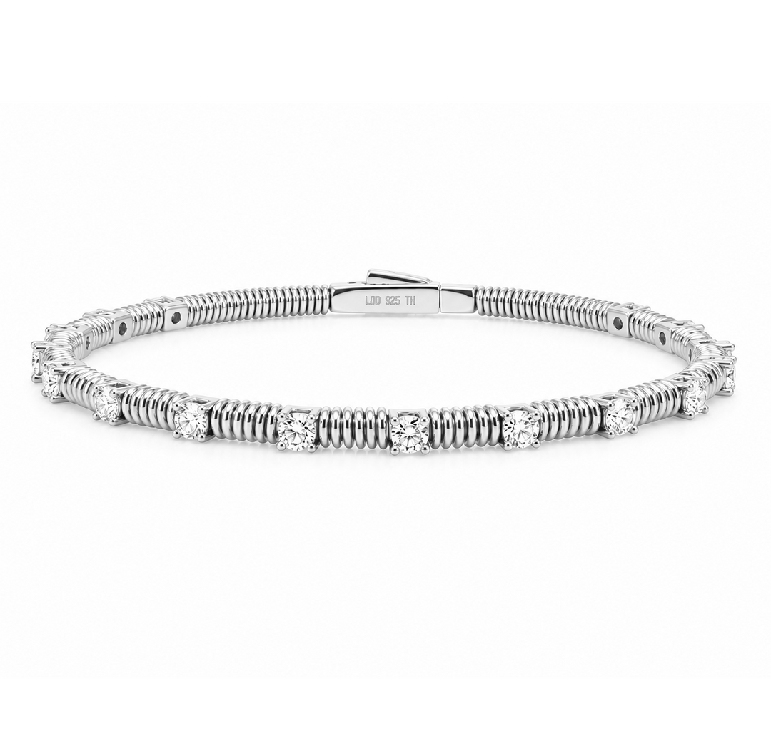 1.55 Ctw Lab Grown Diamond Flex Bangle in 925 Platinum Plated