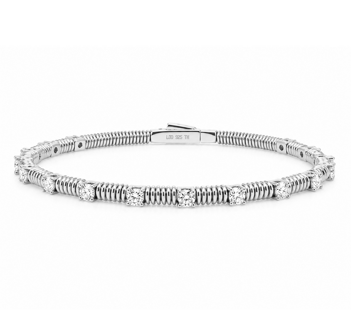 1.55 Ctw Lab Grown Diamond Flex Bangle in 925 Platinum Plated