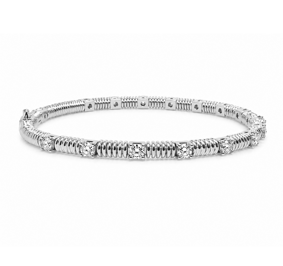1.55 Ctw Lab Grown Diamond Flex Bangle in 925 Platinum Plated
