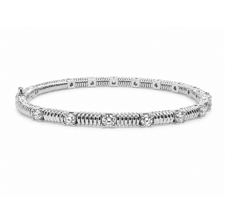 1.55 Ctw Lab Grown Diamond Flex Bangle in 925 Platinum Plated