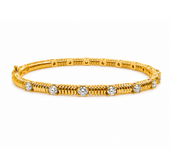 1.55 Ctw Lab Grown Diamond Flex Bangle in 925 Yellow Gold Plated