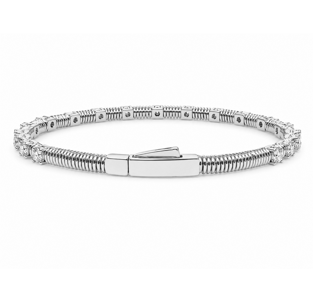 1.55 Ctw Lab Grown Diamond Flex Bangle in 925 Platinum Plated