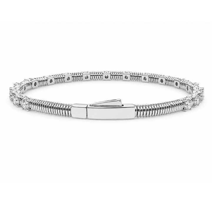 1.55 Ctw Lab Grown Diamond Flex Bangle in 925 Platinum Plated