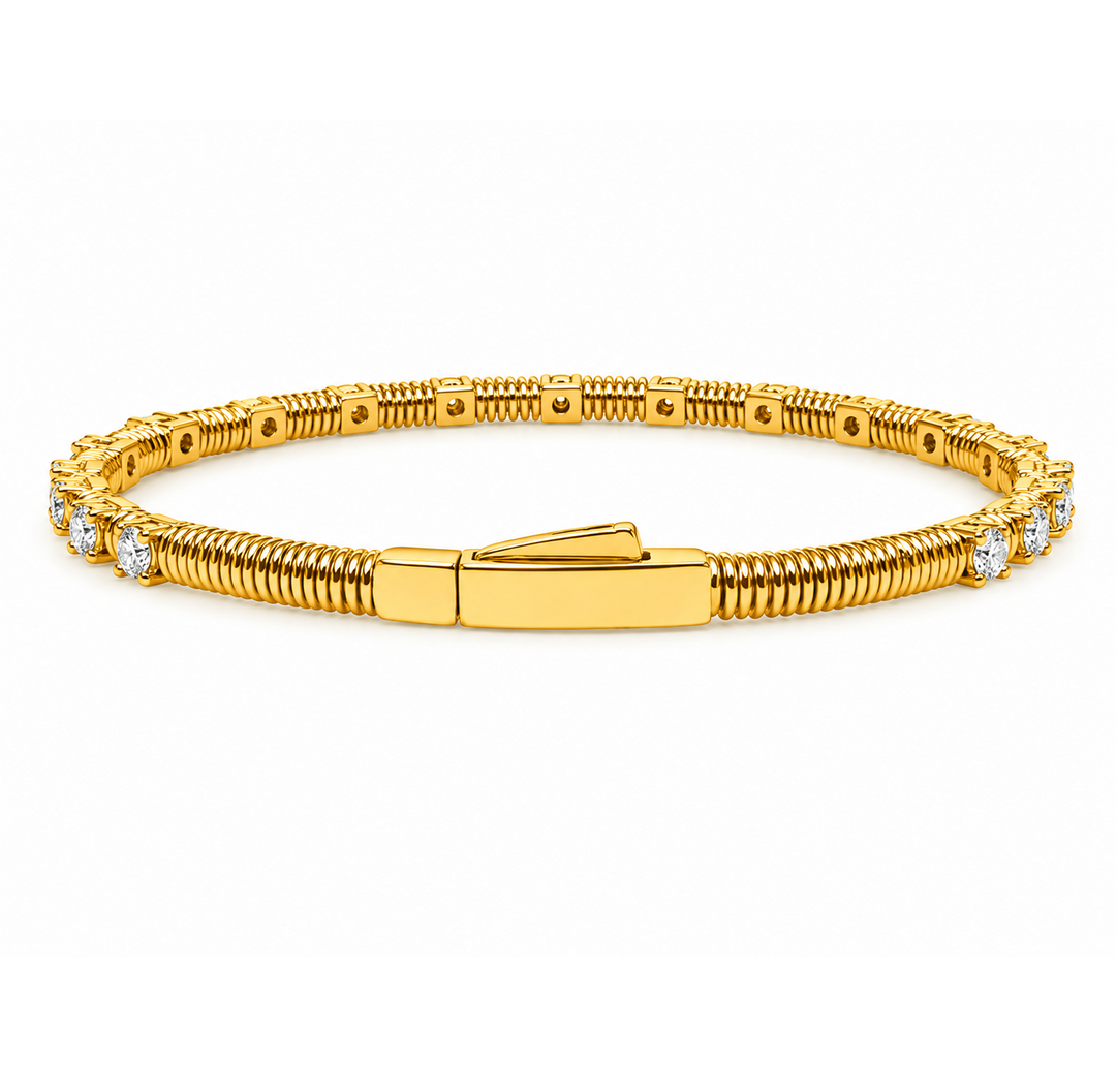 1.55 Ctw Lab Grown Diamond Flex Bangle in 925 Yellow Gold Plated
