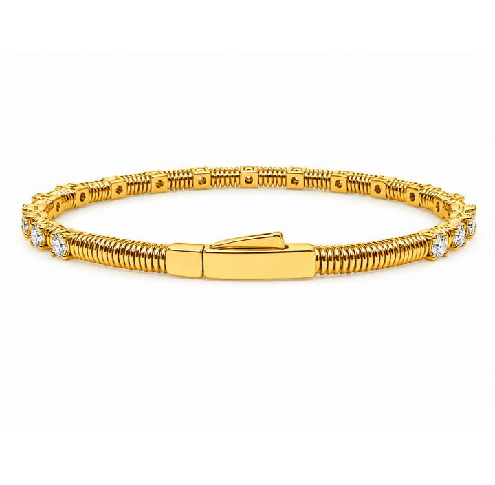 1.55 Ctw Lab Grown Diamond Flex Bangle in 925 Yellow Gold Plated