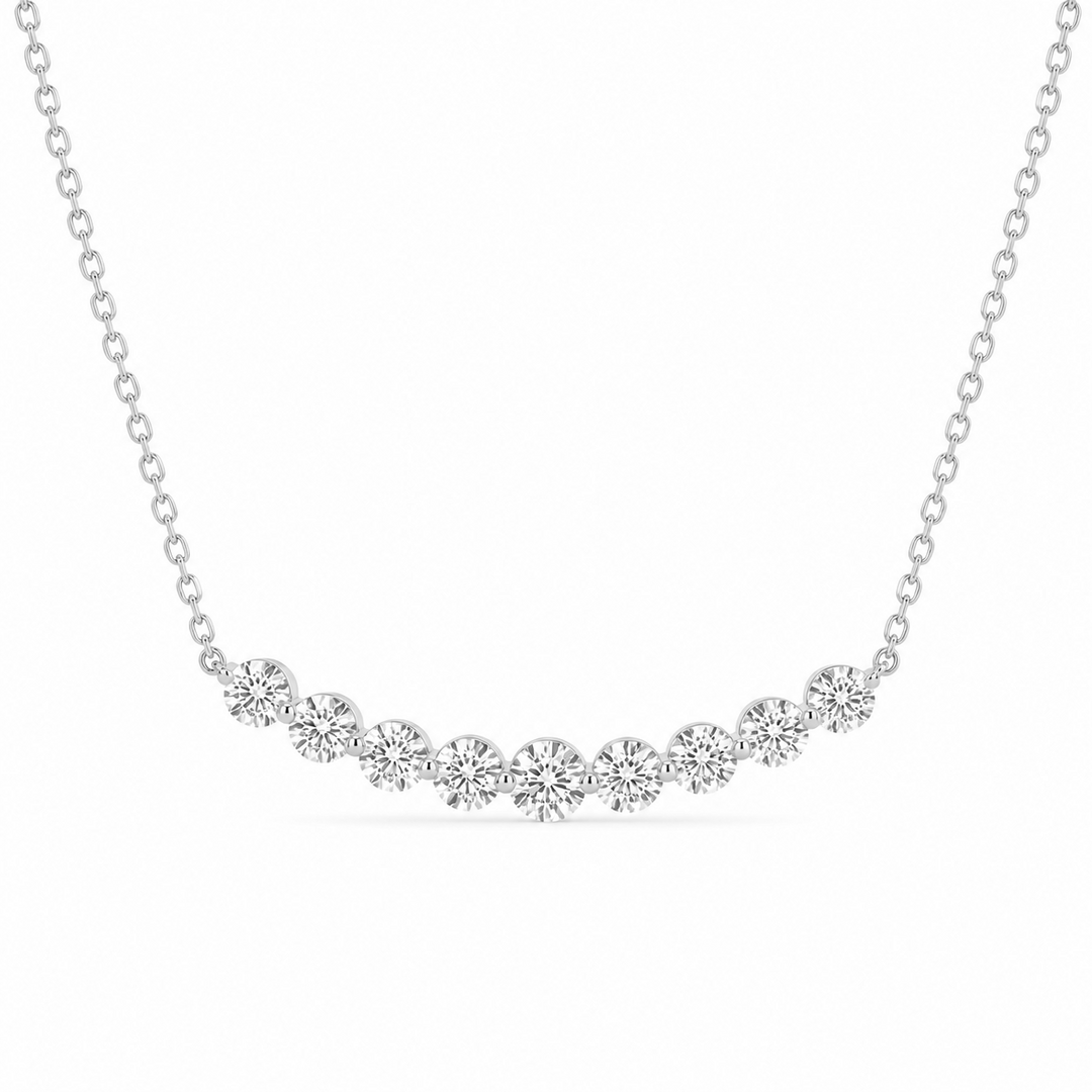 1.03 Ctw Lab Grown Diamond Station Necklace in 925 Platinum Plated