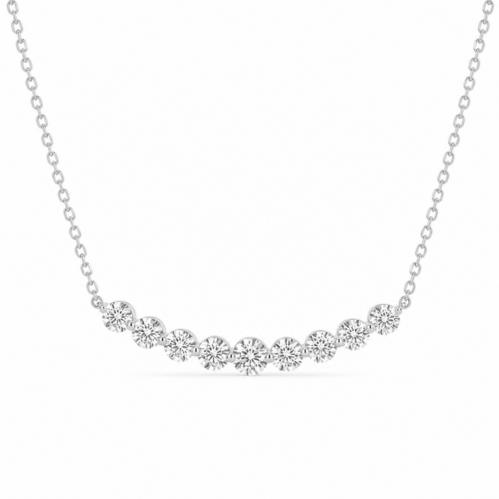 1.03 Ctw Lab Grown Diamond Station Necklace in 925 Platinum Plated